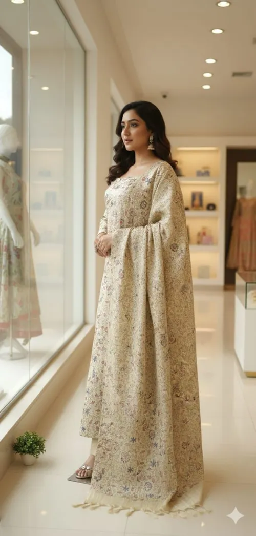 Soft Cotton Khadi Hand-Printed Full Suit Set – Elegant & Comfortable Ethnic Wear